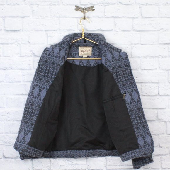 Vintage! Woolrich Blue Wool Blend Aztec Southwestern Jacket Coat Size M - Picture 5 of 8